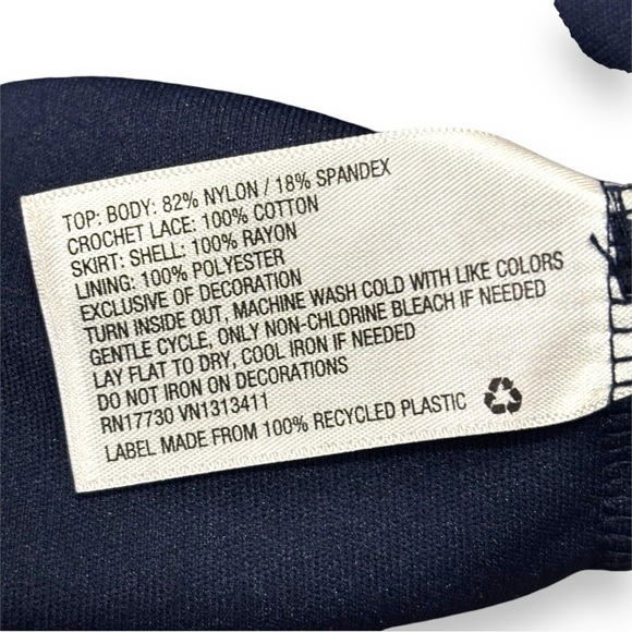 Xhilaration Flowy Lightweight Navy Lace Detail Keyhole Back Cutout Mini Dress - Picture 16 of 16